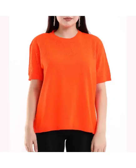 Short Sleeve Knit With Collar Motif - Women's Wear - 70% Cotton & 30% Polyester