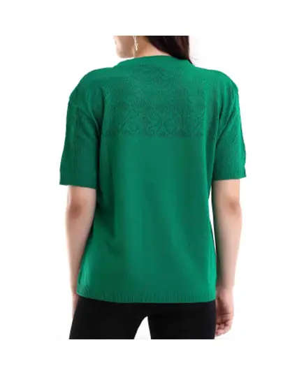 Short Sleeve Knit With Collar Motif - Women's Wear - 70% Cotton & 30% Polyester