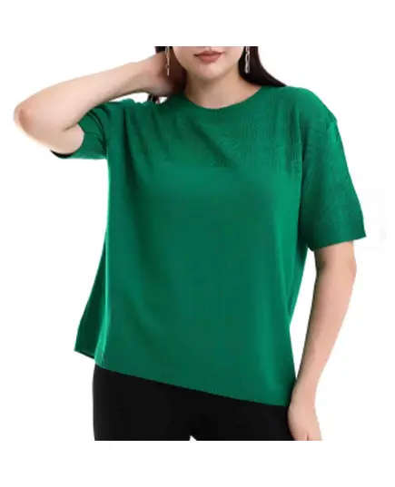 Short Sleeve Knit With Collar Motif - Women's Wear - 70% Cotton & 30% Polyester