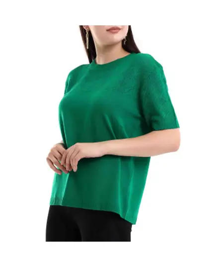 Short Sleeve Knit With Collar Motif - Women's Wear - 70% Cotton & 30% Polyester