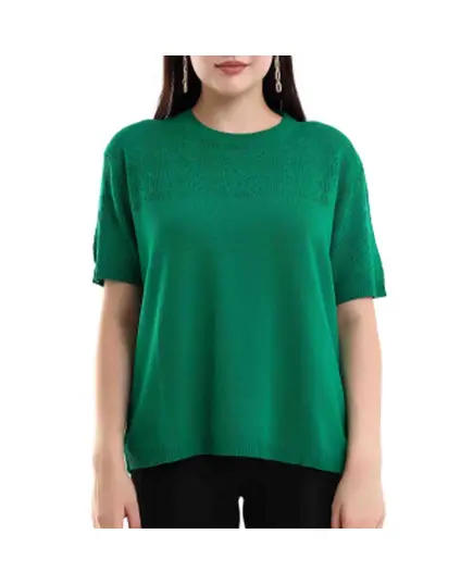 Short Sleeve Knit With Collar Motif - Women's Wear - 70% Cotton & 30% Polyester