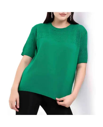 Short Sleeve Knit With Collar Motif - Women's Wear - 70% Cotton & 30% Polyester