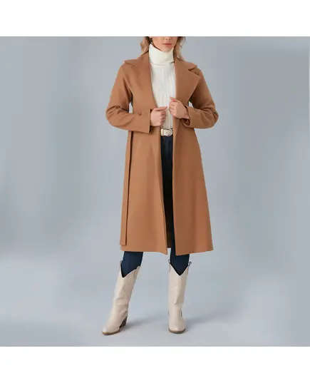 Coat with Belt and Drop Shoulder - Women's Wear - Turkey Fashion