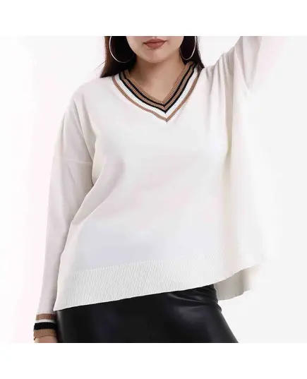 Long Sleeve Tricot Sweater - Women's Wear - 70% Cotton & 30% Polyester