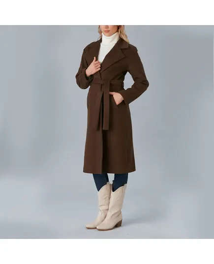 Coat with Belt and Drop Shoulder - Women's Wear - Turkey Fashion