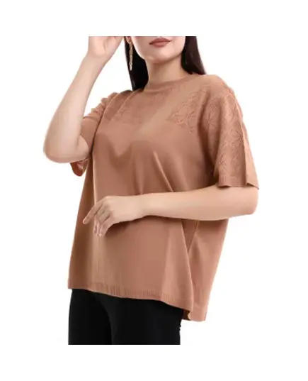 Short Sleeve Knit With Collar Motif - Women's Wear - 70% Cotton & 30% Polyester