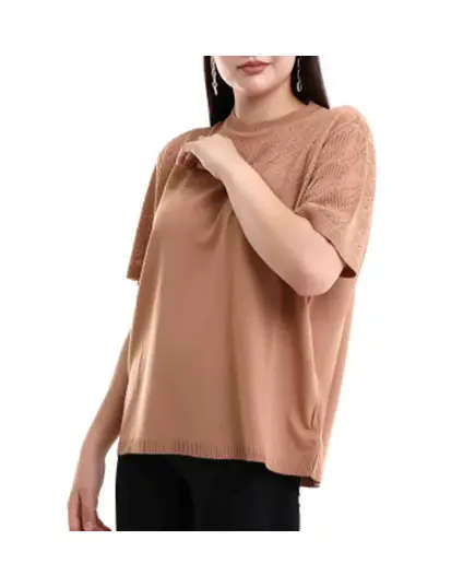 Short Sleeve Knit With Collar Motif - Women's Wear - 70% Cotton & 30% Polyester