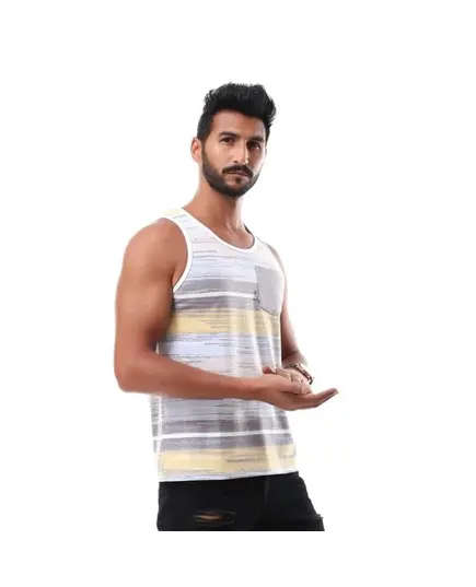 Striped Sports Tank Top Yellow - Men's Wear - Dry-fit Polyester