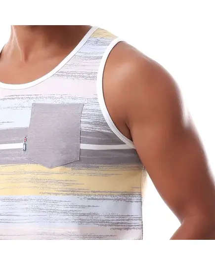 Striped Sports Tank Top Yellow - Men's Wear - Dry-fit Polyester