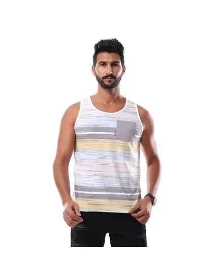 Striped Sports Tank Top Yellow - Men's Wear - Dry-fit Polyester