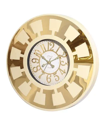 Revello Saat - Modern Wall Clock - Gold & Cream - Round Design