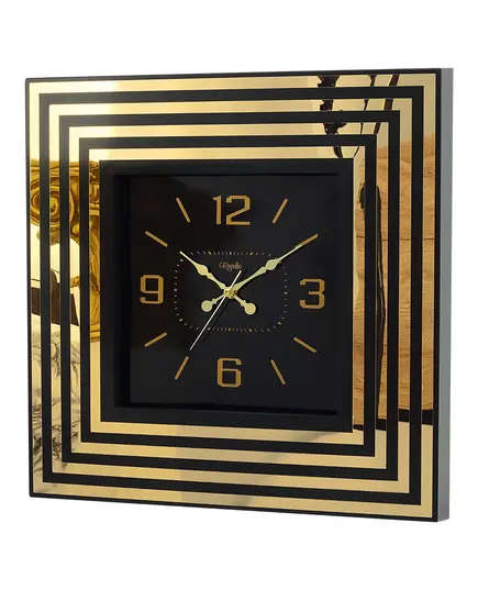 Revello Saat - Modern Wall Clock - Black & Gold - Square Design