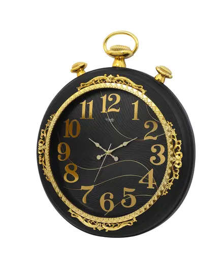 Revello Saat Metalized Chain design Black & Gold Wall ClockTijaraHub