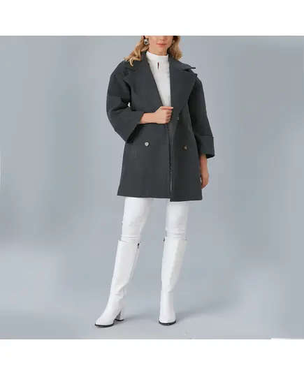 معطف بياقة قصيرة وأزرار - ملابس نسائية - الموضة التركية - Vista - تجارة هب