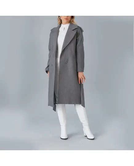 معطف بأكتاف وحزام - ملابس نسائية - الموضة التركية - Vista - تجارة هب
