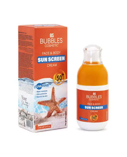 Face & Body Sunscreen Cream - 50 SPF - 100 ml​ - Bubbles Cosmetics Tijarahub