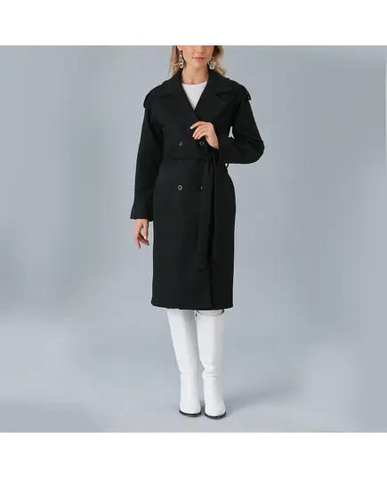 Coat with Shoulder Detail and Belt - Women's Wear - Turkey Fashion