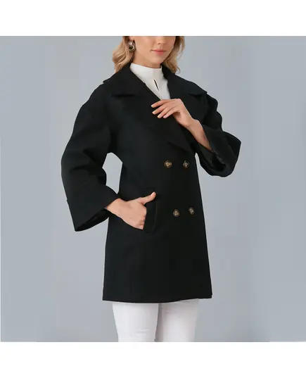 Coat with Short Collar Buttoned - Women's Wear - Turkey Fashion