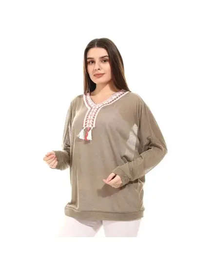 Knitted Arabian Style Applique Sweatshirt - Women's Wear
