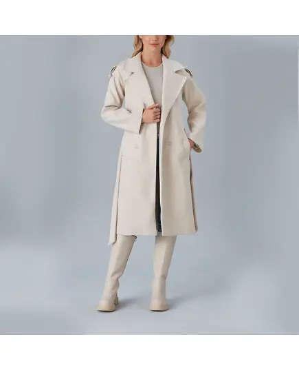 Coat with Shoulder Detail and Belt - Women's Wear - Turkey Fashion