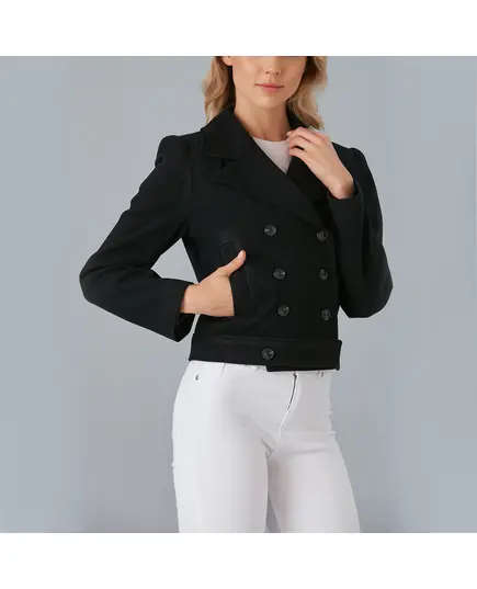 معطف بياقة قصيرة وأزرار أمامية مزدوجة - ملابس نسائية - الموضة التركية - Vista - تجارة هب
