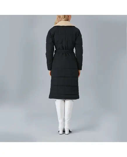 Quilted Coat with Furry Collar (Linen) - Women's Wear - Turkey Fashion