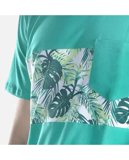 Short Sleeved Pocketed T-shirt (Palm Leaves) - Men's Wear - Cotton