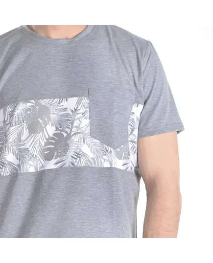 Short Sleeved Pocketed T-shirt (Palm Leaves) - Men's Wear - Cotton