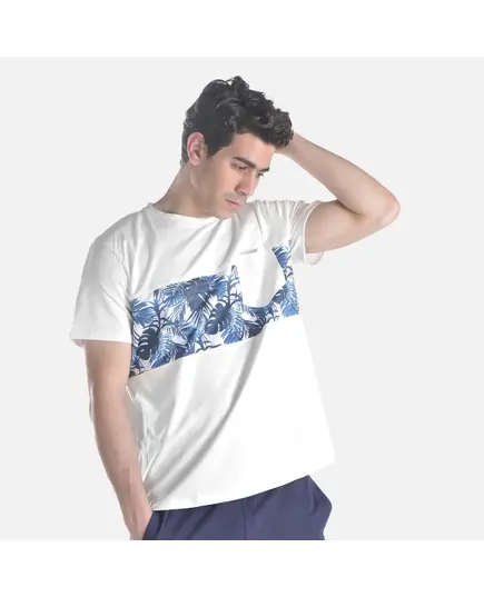 Short Sleeved Pocketed T-shirt (Palm Leaves) - Men's Wear - Cotton