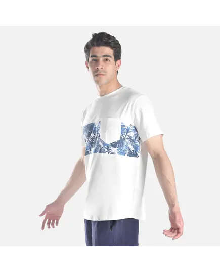 Short Sleeved Pocketed T-shirt (Palm Leaves) - Men's Wear - Cotton