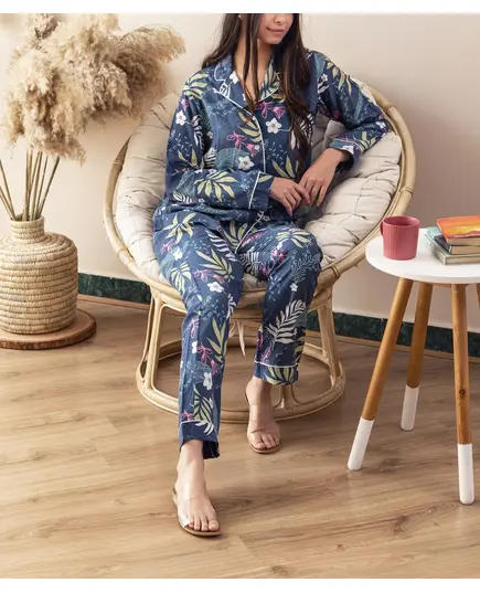 Floral Buttoned Pajama - Wholesale Clothing - Homewear For Women - Cotton - Comfort - Tijarahub