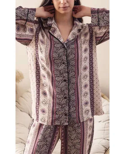 Purple Buttoned Pajama - Loungewear For Women - Cotton - Stylish - Tijarahub