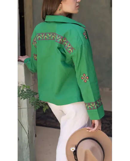 High Quality Green Embroidered Jacket - Women's Clothes - Cotton - Trendy - Tijarahub