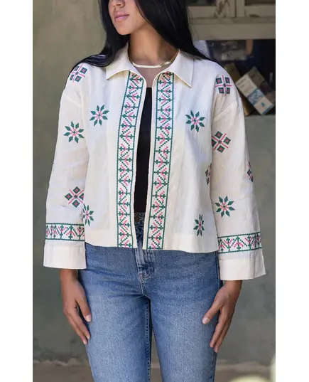 High Quality Beige Embroidered Jacket - Wholesale - Women's Clothes - Cotton - Modern Style - Tijarahub