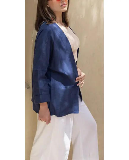 Stylish Dark Blue Short Kimono - Clothes For Women - Cotton - Elegant - Tijarahub