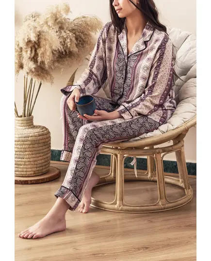 Purple Buttoned Pajama - Loungewear For Women - Cotton - Stylish - Tijarahub