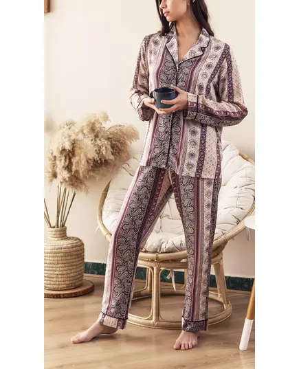 Purple Buttoned Pajama - Loungewear For Women - Cotton - Stylish - Tijarahub