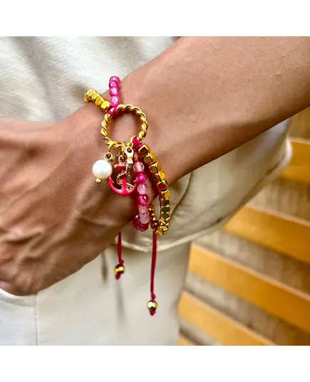 Pink marina Bracelet for Men - Handmade Jewelry - B2B - Plated Egyptian Gold 18k with Gemstones - Model: Y.BB 0004 - Tijarahub