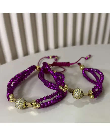 ​Electric Burgundy bracelet - Handmade Jewelry - B2B - Plated Egyptian Gold 18k with Gemstones - Model: Y.BB 0015 - Tijarahub