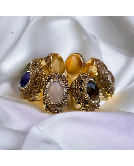 Yomn Jewellery - Rings - Bulk - Artisanal Cut Brass - Gold 18k and Gemstones - Tijarahub