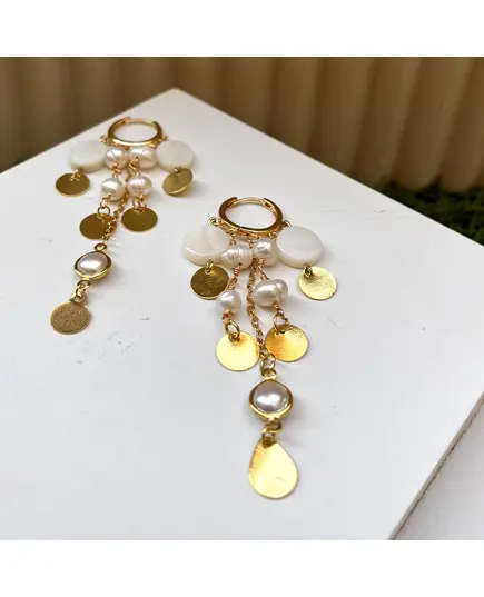 ​​​​​​Yomn Jewellery - Earings - B2B Platform - Gold Plated Earrings With a Touch of Pearls - TijaraHub