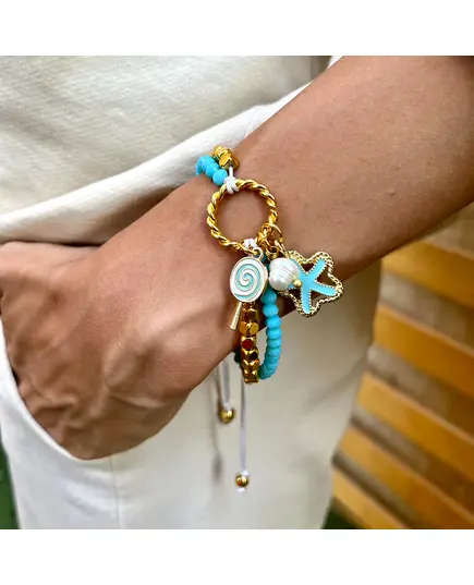 Blue Candy Bracelet for Men - Handmade Jewelry - B2B - Plated Egyptian Gold 18k with Gemstones - Model: Y.BB 0008 - Tijarahub