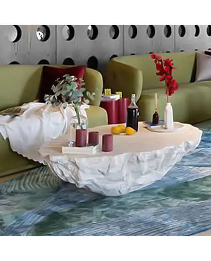 Handmade Coffee Table 80 x 40 x 140 cm - Waterproof Polyester Stone Furniture - Shaheen Farouk Designs - TijaraHub