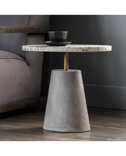 Terrazzo Top Furniture - Grey Polyester Stone Table - 100 x 45 cm - Shaheen Farouk Designs​ - tijarahub