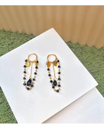 Black Drops Earrings - Handmade Jewelry - B2B - Plated Egyptian Gold 18k - Model: Y.E 0012 - TijaraHub