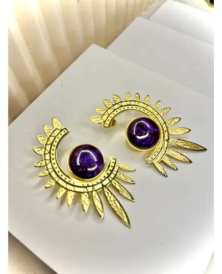 Sun Beam Earrings - Handmade Jewelry - B2B - Plated Egyptian Gold 18k - Model: Y.E 0019 - TijaraHub