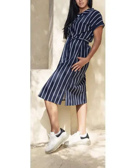 Stylish Striped Half Sleeve Buttoned Dress - Wholesale Clothing - Women's Clothes - Viscose - Unique - Tijarahub