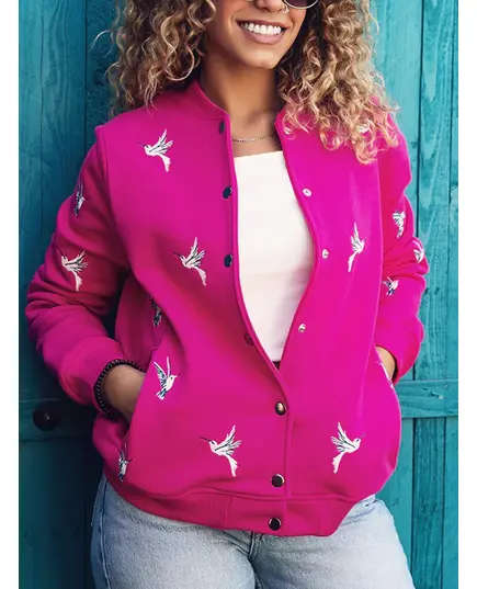 Premium Quality Fuchsia Bomber Jacket - Wholesale Clothing - Women's Clothes - Cotton - Comfortable - Tijarahub