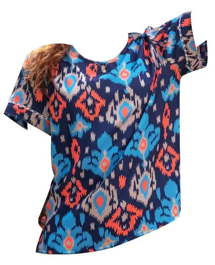 Stylish Blue Printed Top - Wholesale Clothes From Egypt - Women's Clothes - High Quality - Tijarahub