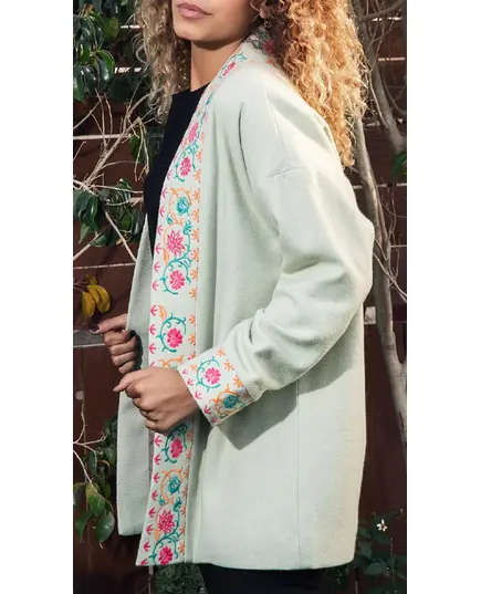 High Quality Mint Green Embroidered Coat - Wholesale Clothes - Women's Clothes - Wool - Modern Style - Tijarahub
